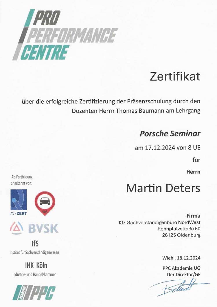 Porsche Seminar Martin Deters